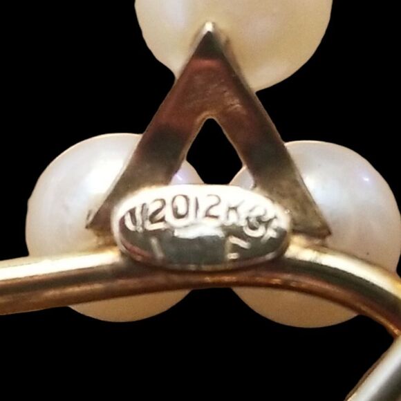 Vintage 1950s 12k GF Abstract Brooch with 3 Pearls - Picture 5 of 5